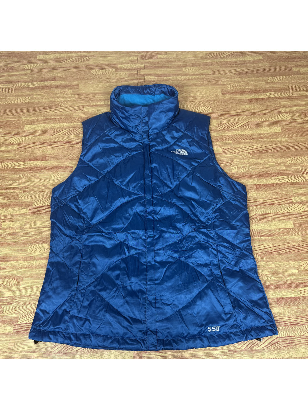 The North Face 550 Down Puffer Vest Womens Large Teal Blue Quilted